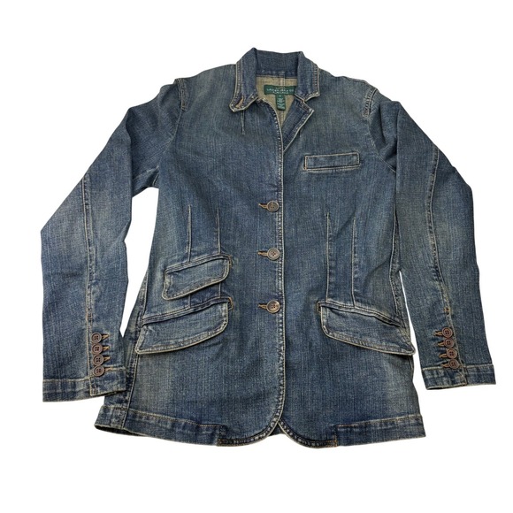 Lauren Ralph Lauren Jackets & Blazers - Lauren Ralph Lauren Womens Blue Denim Blazer Jacket Medium Wash Small VINTAGE